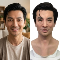 Masque de tête réaliste pour homme âgé, avec caractéristiques faciales réalistes, masque de célébrité, masque en silicone réaliste