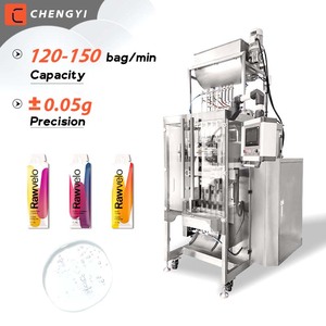 เครื่องบรรจุและปิดผนึกแบบอัตโนมัติสำหรับเจลกีฬาชนิดพิเศษ บรรจุภัณฑ์แบบซองรูปทรงไม่ปกติ 4 ช่อง สำหรับเจลพลังงานชนิดน้ำ - Product Image 1