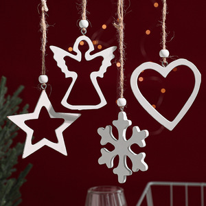Decorazioni natalizie in legno: albero di <span class=keywords><strong>Natale</strong></span> intagliato, cuore in legno, pentagramma, fiocco di neve, angelo pendente, regalo - Product Image 1