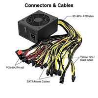 Bloc d'alimentation ALEO 4U Silent ATX 2000W 20+4 broches 12V compatible avec 8 connecteurs de cartes graphiques, pour serveur, noir, en matériau PC