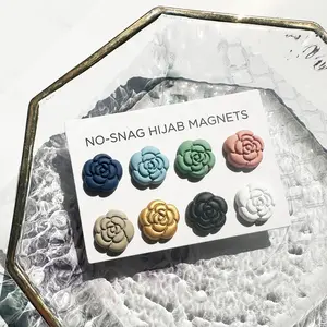 Muslim Women Hijab Buckles And Pins Unique Design Elegant Flower Safety Magnet Pins Lowest Price