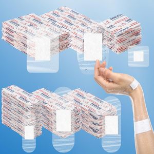 Pack familial de pansements imperméables transparents en PE pour le soin des plaies des doigts, des coudes, des genoux et des talons. - Product Image 1