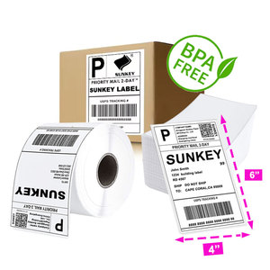 Fanfold 4 X 6 Direct Thermal Shipping Labels with Perforations, 5000