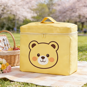 Organizador de juguetes <span class=keywords><strong>para</strong></span> bebés, bolsa de almacenamiento de juguetes <span class=keywords><strong>para</strong></span> niños con estampado de oso, bolsa organizadora portátil con asa reforzada, tela con cremallera suave - Product Image 4