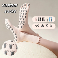 Vente directe d'usine, chaussettes de Pilates, logo personnalisé, chaussettes de Pilates respirantes à volants pour femmes