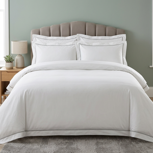 600 Thread Count Cotton Dobby Style All-Season Bedding Set with Plain Dyed <b>Flat</b> <b>Sheet</b> 110g Premium Comfort and Durability - Product Image 2