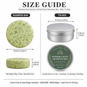 Champú Sólido Herbal con Extracto Natural de Raíz de Sófora, Refrescante para el Cuero Cabelludo, Equilibra la Grasa, Sin Sulfatos, OEM 60g - Product Image 6
