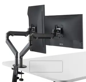 Flexibler Büro tisch aus Aluminium legierung Schwarz Dual Arm Computer Monitor Stand Arm