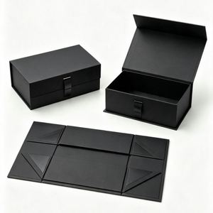 FX Luxury <b>Red</b> Folding Magnetic Gift Box Custom Logo Rigid Cardboard Paper Box OEM Packaging Box with Baffle Support - Product Image 2