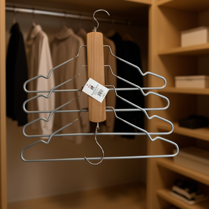 Folding Clothes Hanger Metal With Wooden Bar For Storage And Organization - Product Image 2