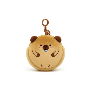 Portamonete Rotondo da 10 Cm a Forma di Capibara con Portachiavi, Design Animale in Peluche - Product Image 1