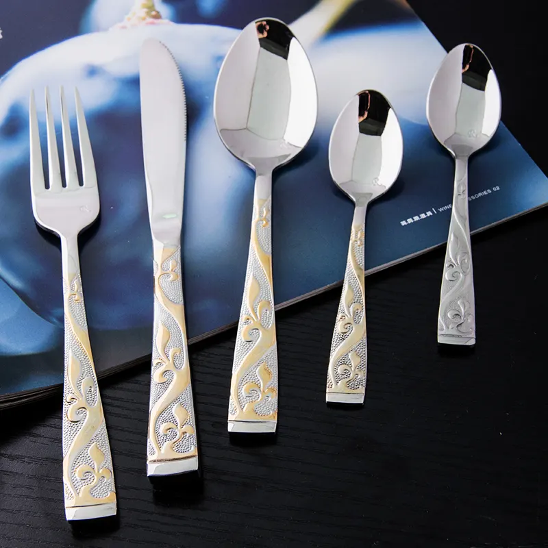 Western restaurant high quality table dinnerware use cheap stainless steel spoons forks knives