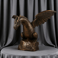 Ornement de jardin de style gothique personnalisé, statue de dragon ailé en bronze, sculpture en bronze