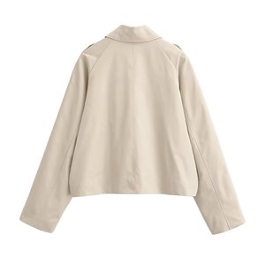 Gabardina Corta Cruzada para Mujer 2026 Personalizada - Chaqueta Cortavientos con Cuello Solapa, OEM/ODM por Fábrica de Ropa China de Prendas de Abrigo - Product Image 2