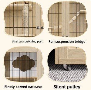 Große Luxuriöse Massivholz-Katzenvilla für Tierhandlungen, Holz-Katzenhotel-Käfig mit Transparenten Paneelen für Tierpensionen - Product Image 5