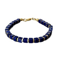 Bracelet fait main en perles de pierre, bracelet carré en cristal, fermoir mousqueton doré, bijou cadeau