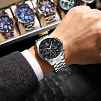 Montre pour homme Poedagar 928, montre chronographe décontractée pour homme, acier inoxydable, Herrenuhr, étanche, montre sport à quartz