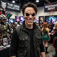 Masque de visage complet en latex effrayant avec de grands dents, yeux creux, pour Halloween, cosplay, accessoires de fête