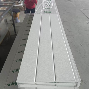 Meilleur prix, panneaux muraux en métal PU à grain de bois anti-UV de 383 mm, <span class=keywords><strong>pose</strong></span> rapide, revêtement mural, panneaux sandwich - Product Image 4