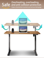 Bureau debout électrique à hauteur réglable à deux niveaux, à moteur unique, de qualité supérieure, économique, pour le bureau à domicile
