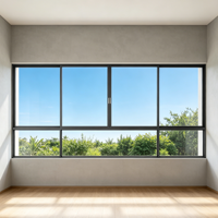 Cuisine extérieure horizontale de luxe au design minimaliste, avec cadre en alliage d'aluminium et verre trempé triple double vitrage résistant aux intempéries