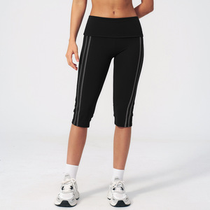 <span class=keywords><strong>Legging</strong></span> de sport pour femme, taille haute élastique, pliable, couleur contrastante, longueur mollet, pour la course et le fitness - Product Image 3