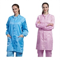 Seragam Kerja Anti-Statik Leenol Level D untuk Ruang Bersih, Jumpsuit ESD Jaket Terpisah