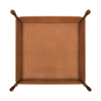 Plateau de rangement hexagonal pliable et empilable en cuir PU marron clair de qualité commerciale pour bijoux, capacité 1L