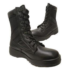 <span class=keywords><strong>Bottes</strong></span> de marche décontractées en cuir véritable pour hommes, style combat noir, avec fermeture à <span class=keywords><strong>lacets</strong></span> et logo brodé, légères - Product Image 5