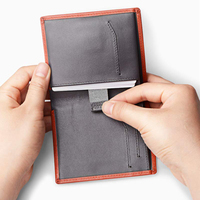 Dompet kulit sapi pria, kecil tipis lipat dua dompet pengusaha kompak vertikal RFID