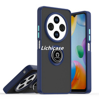 Lichicase translucide mat couverture arrière pour Redmi 14C 4G rotation 360 degrés anneau support étui de téléphone portable