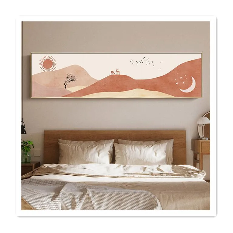 Artunion Nordic Moderne Abstracte Woestijn Kameel Zonsopgang Zon Maan Olie Canvas Schilderij Woonkamer Sofa Achtergrond Wall Art