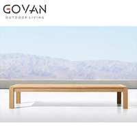 Table basse d'extérieur minimaliste moderne en teck massif, résistante aux intempéries, mobilier de jardin et de terrasse haut de gamme