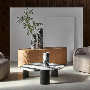 Tavolino da Caffè in Marmo Bianco Panda 2025, Dimensioni Personalizzabili, Lucidato o Levigato, Base in Metallo Rotonda, Ovale o Rettangolare <span class=keywords><strong>per</strong></span> <span class=keywords><strong>Soggiorno</strong></span> - Product Image 3
