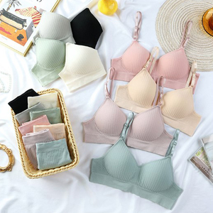 2024 vendita calda della fabbrica di Nylon biancheria intima <span class=keywords><strong>senza</strong></span> soluzione di continuità reggiseno di cotone raccogliere fibbia fissa della tazza posteriore <span class=keywords><strong>senza</strong></span> anello in acciaio brevi set per le <span class=keywords><strong>donne</strong></span> - Product Image 2
