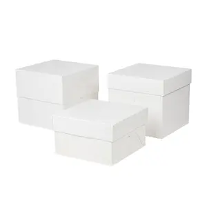 Satın kek pişirme malzemeleri araçları Origami pastane pasta kağıt saklama kutusu ile ip Logo kare tek kek Box12X12X5