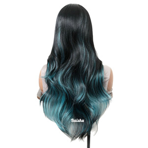 Parrucca a onde grandi con frangia a otto caratteri, sfumatura blu, stile brasiliano vietnamita, di buona qualità, senza colla, all'ingrosso dalla fabbrica - Product Image 3