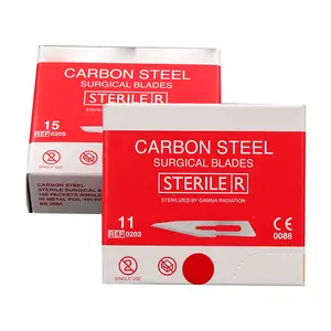 लाल नई पैकिंग स्केलपेल ब्लेड कार्बन स्टील बाँझ आर सर्जिकल ब्लेड 11 15 एकल उपयोग के लिए