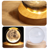 Visualisation créative en cristal 3D Système solaire visuel Nébuleuse de Saturne Lune USB RGB Cadeau d'ambiance coloré Lampe de table de chevet