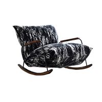Fauteuil à bascule de luxe léger en métal, style peinture à l'encre, rétro, moderne et simple, pour la maison, la chambre, le salon, le balcon, canapé paresseux, fauteuil inclinable de loisirs