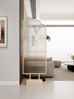 Paravent portable design artistique sur pied, installation sans perçage, panneau en verre trempé, intimité pour porte d'entrée