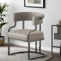 Chaise de salle à manger en cuir PU de style italien haut de gamme avec accoudoirs, pieds en métal, design moderne pour la maison, le bureau, l'hôtel, la restauration