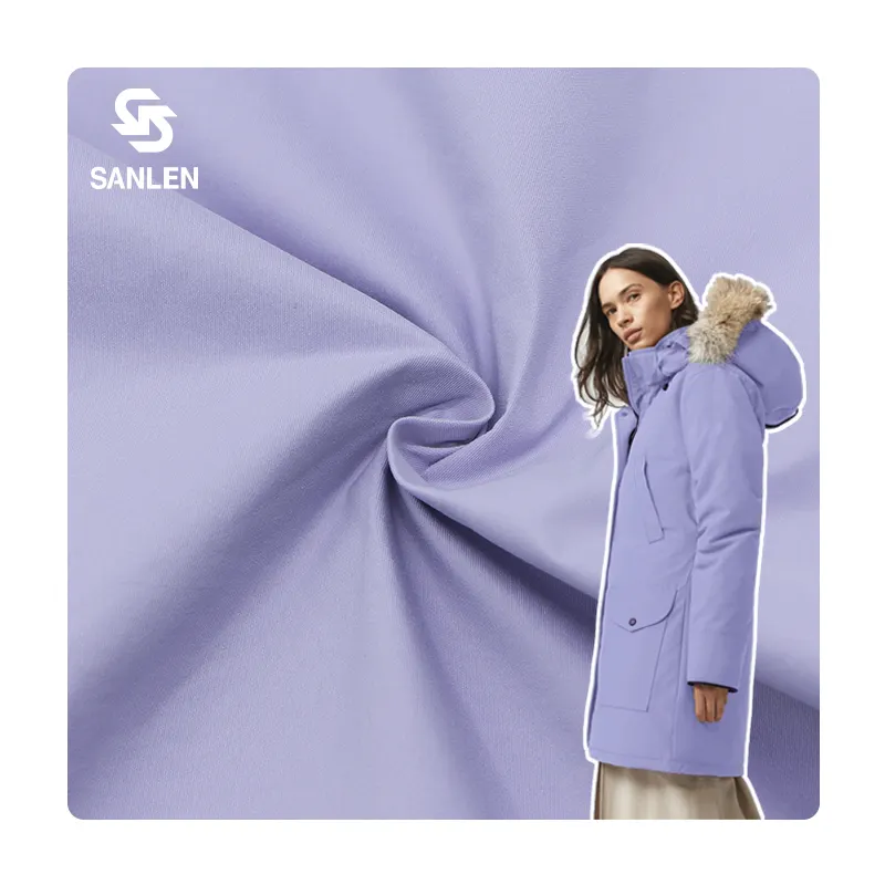 Qualité supérieure extérieur 150D rayure mémoire femmes Parka 100 pour cent Polyester veste tissu pongé matériel