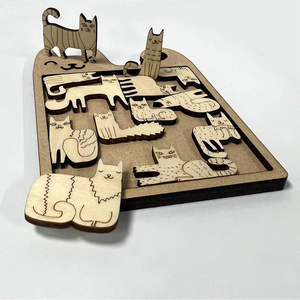 Puzzle en bois MCX Chat Forme irrégulière Casse-tête éducatif Jouet Haute difficulté Cadeau d'anniversaire Défi - Product Image 2