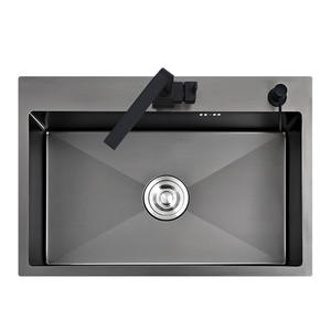 Évier de cuisine noir en acier inoxydable, 1 pièce, lavabo à encastrer ou à poser sous plan de travail, pour le lavage des légumes, 68x45 <span class=keywords><strong>cm</strong></span> - Product Image 2
