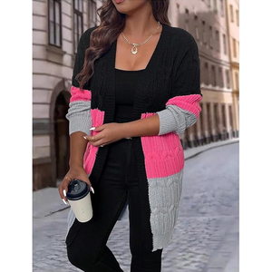 Cardigan Lavorato a Maglia da <span class=keywords><strong>Donna</strong></span> <span class=keywords><strong>Oversize</strong></span> con Scollo a V, Maglione Invernale a Maniche Lunghe - Product Image 3