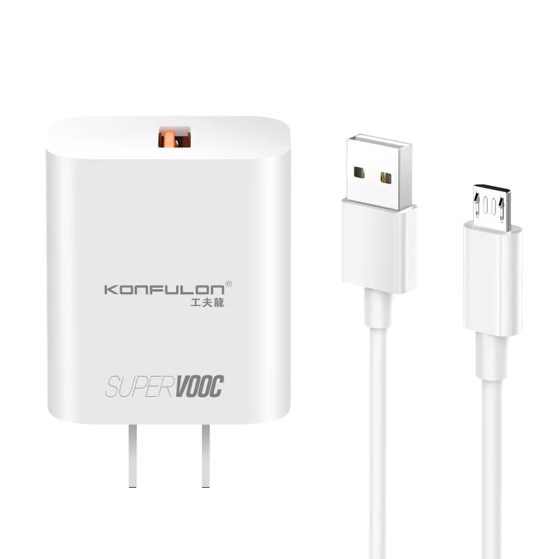 Konfulon 2024 nouveauté chargeur de téléphone portable à charge rapide 25W avec prise US/EU et câble de données micro