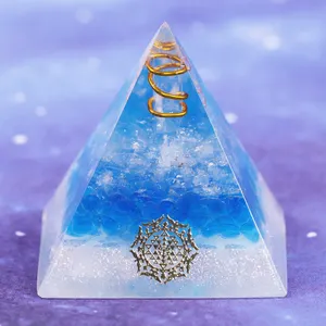 Pyramide à générateur d'énergie solaire en verre bleu, guérison, Orgone, pour la Protection des chakras, équilibre Positive, Emf