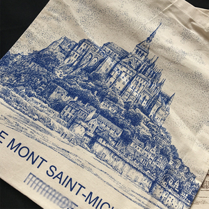 Bolsa de Mano de Algodón con Diseño de Isla de Dibujos Animados Franceses, 37x41 cm, Diseño Pintado a Mano, Bolsa de Compras Ecológica, Bolsa para Libros - Product Image 3