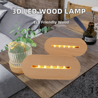 Support de lampe LED 3D en bois massif écologique USB, base de veilleuse personnalisée, différentes couleurs, artisanat en bois